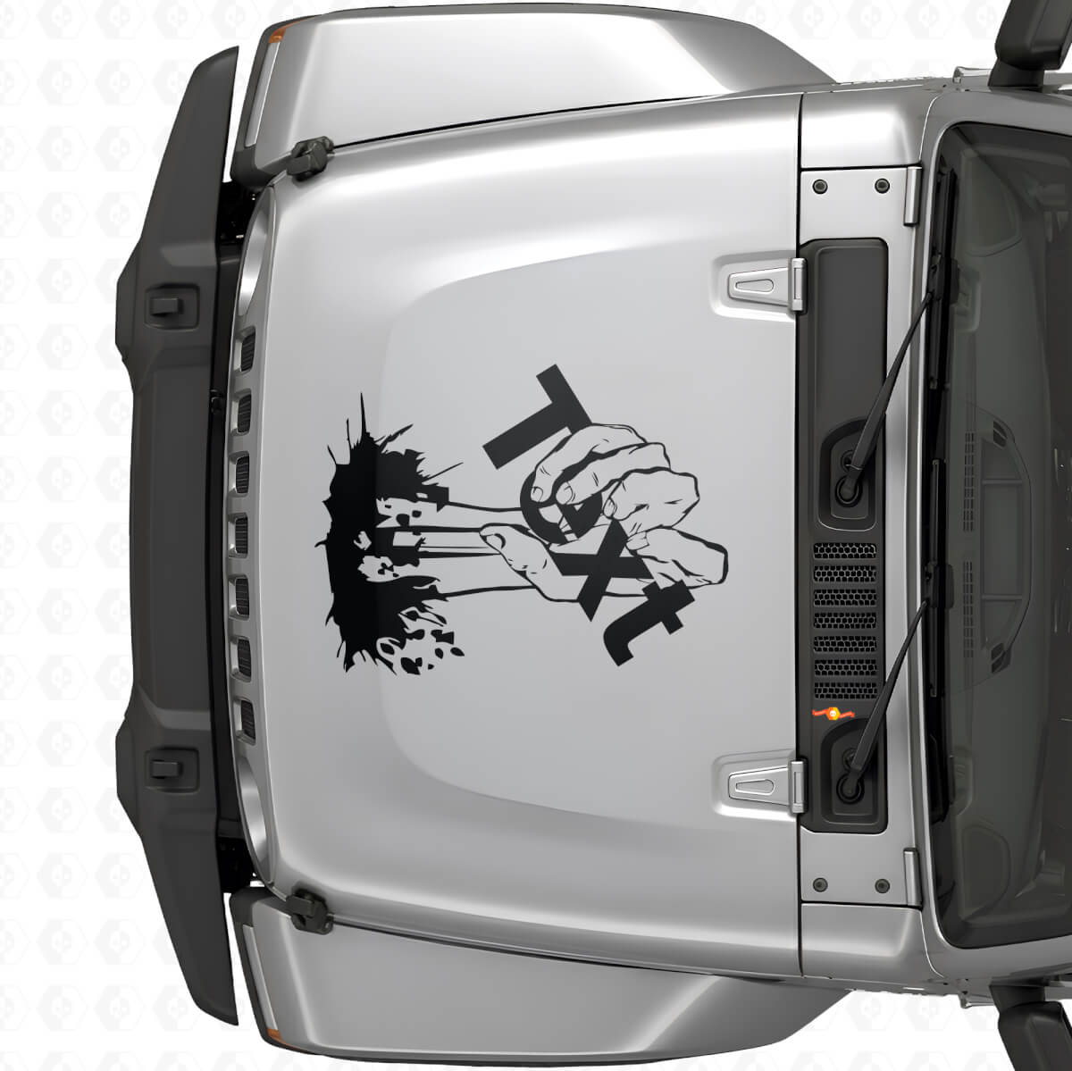 Adesivo in Vinile Personalizzato Testo Mano Zombie per Cofano Jeep Wrangler