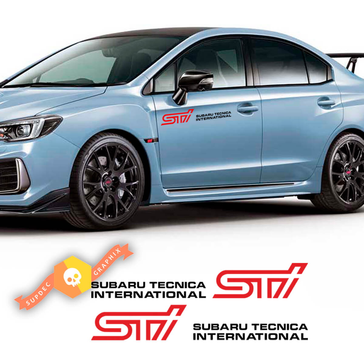 2x STI Subaru Tecnica International Dors Copertina Decalcomanie in vinile Adesivi