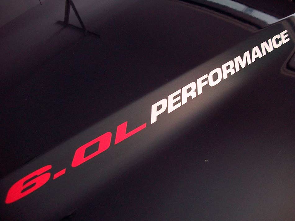 Adesivo Vinilico Cofano Performance 6.0L Per Musclecar F250 Chevy Silverado GMC