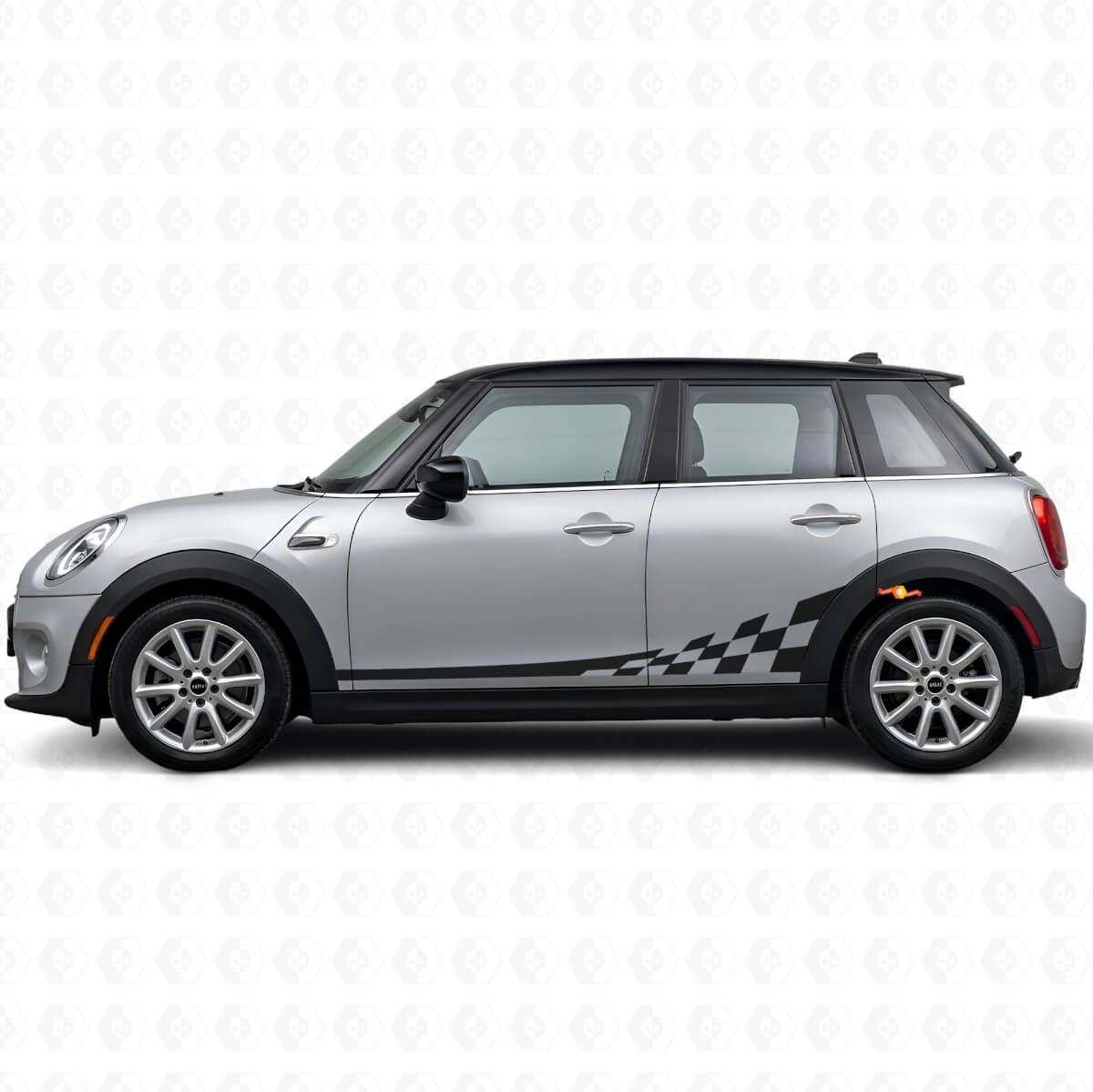 Kit di Adesivi in Vinile con Strisce Laterali a Scacchiera per Mini Cooper F56