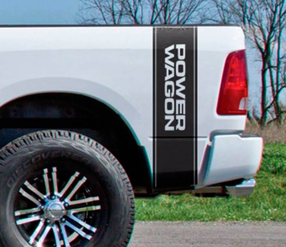 Set di Adesivi in Vinile Strisce Laterali Posteriori Power Wagon per Dodge Ram