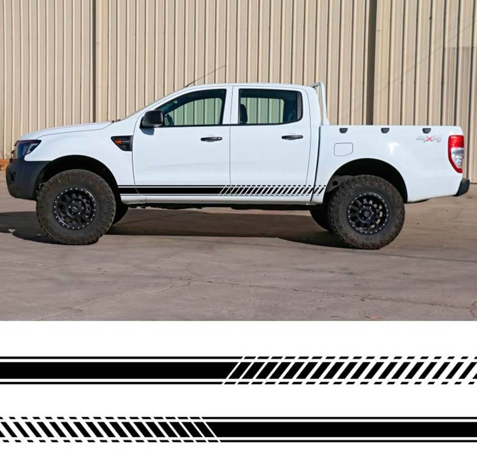 Adesivo in vinile con grafica a strisce laterali sfumate da 2 PC per adesivo Ford ranger 2012-2020
