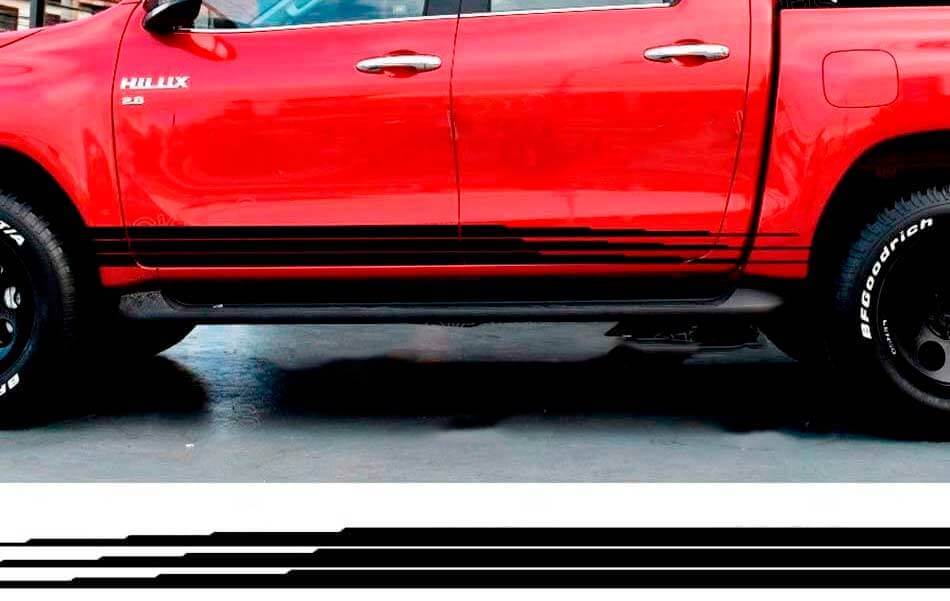 Kit adesivi in vinile con strisce laterali a tripla sfumatura per Toyota Hilux