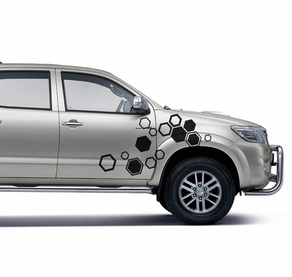 Kit Adesivi Laterali in Vinile Stile Esagono per Toyota Hilux Vigo 2011