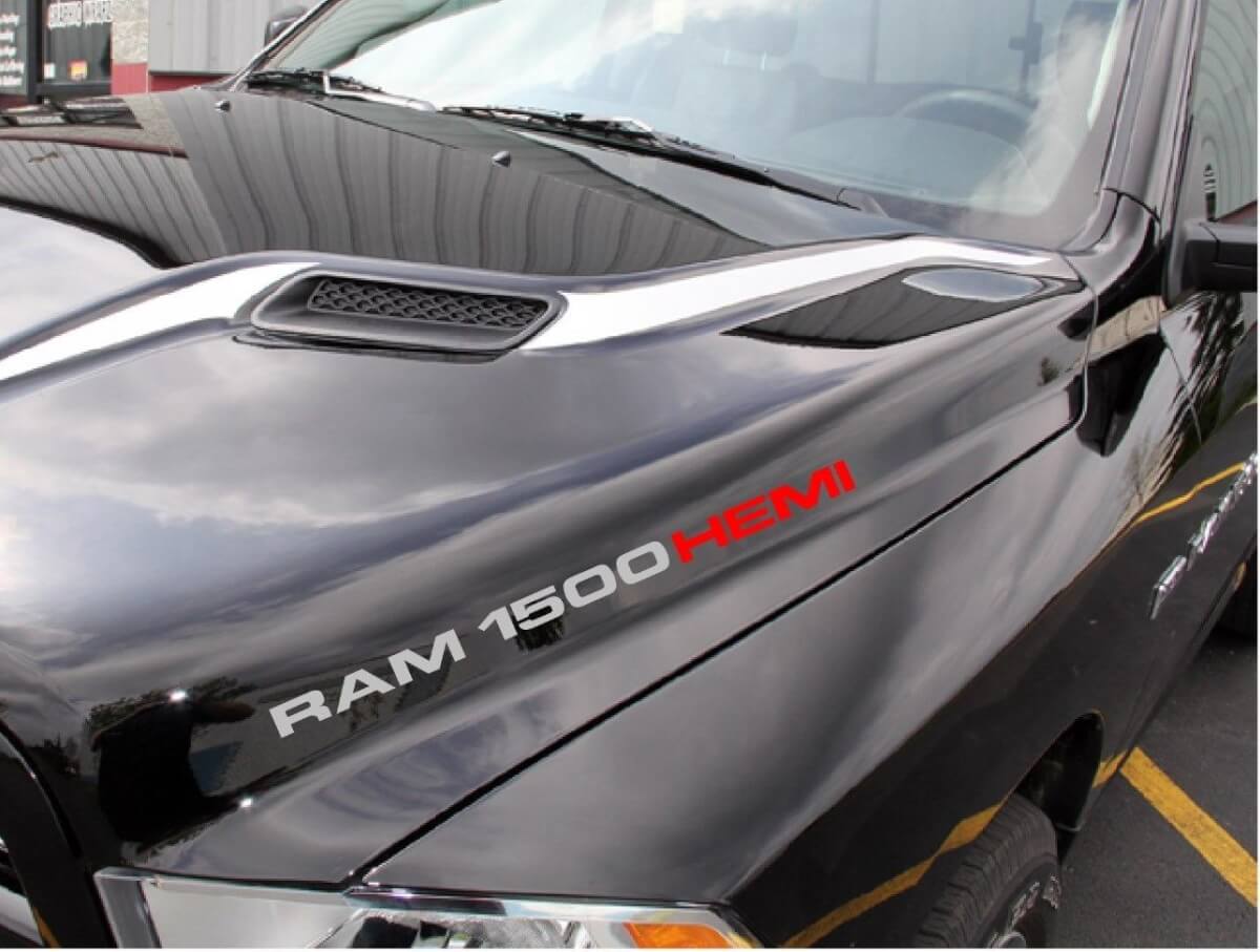 Kit di decalcomanie in vinile con scritte stile Hemi per cofano Dodge Ram 1500