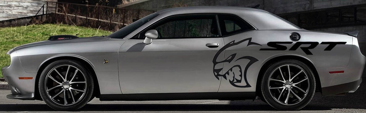 Set di Adesivi Laterali Posteriori in Vinile SRT Hellcat per Dodge Challenger