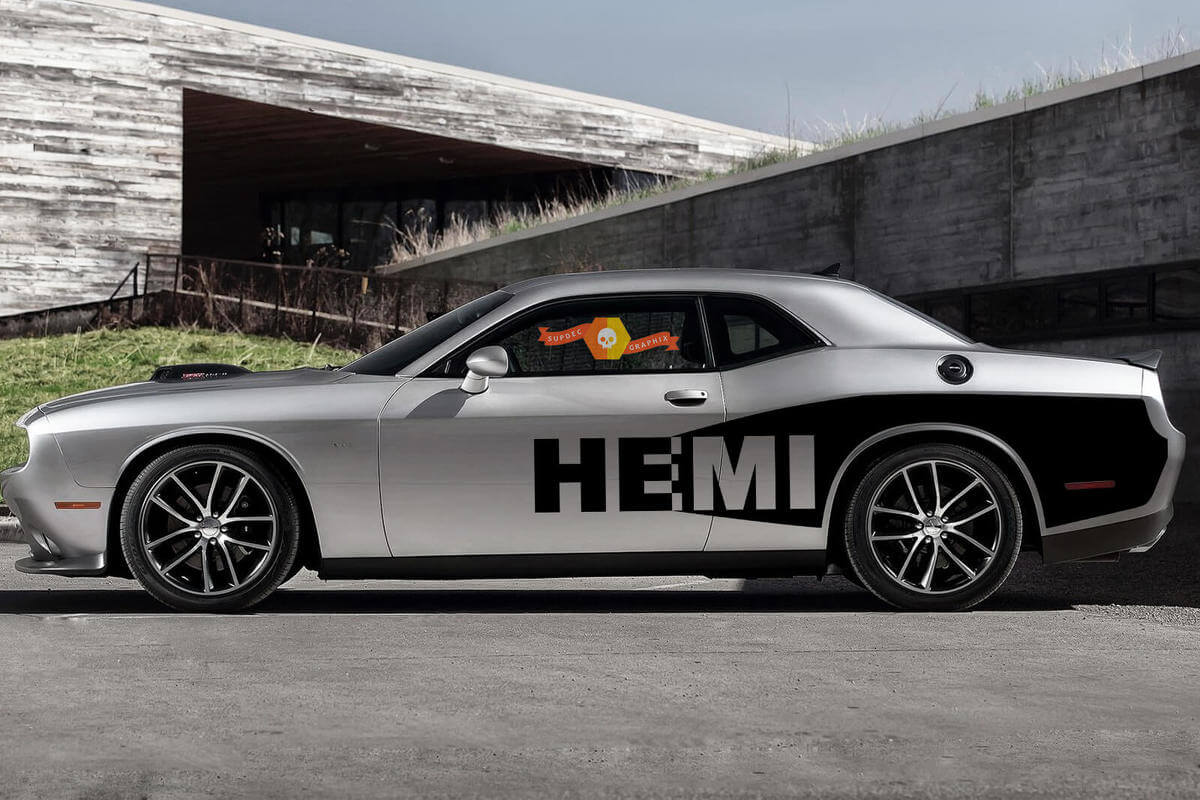Kit di adesivi vinilici laterali HEMI per Dodge Challenger 2008-2014