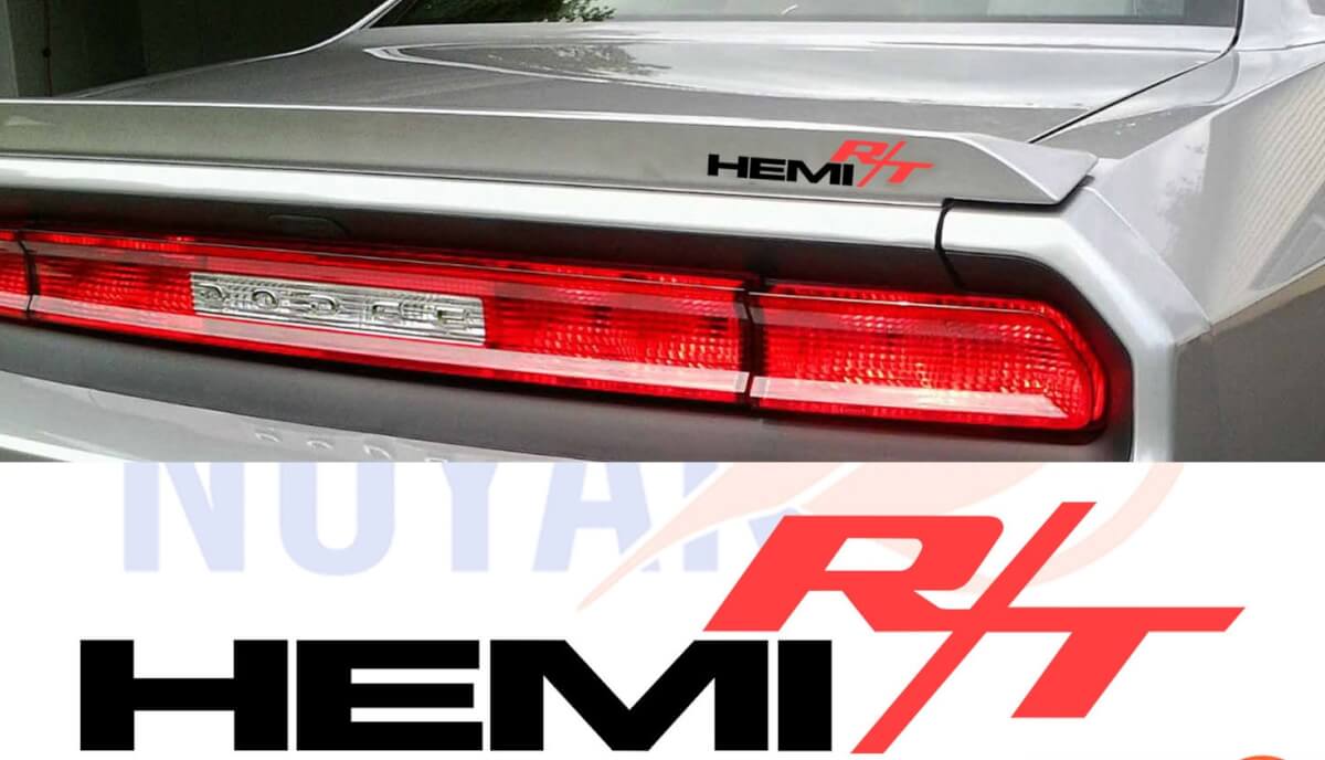 Set di adesivi in vinile laterali stile Emblema HEMI R/T per Dodge Challenger