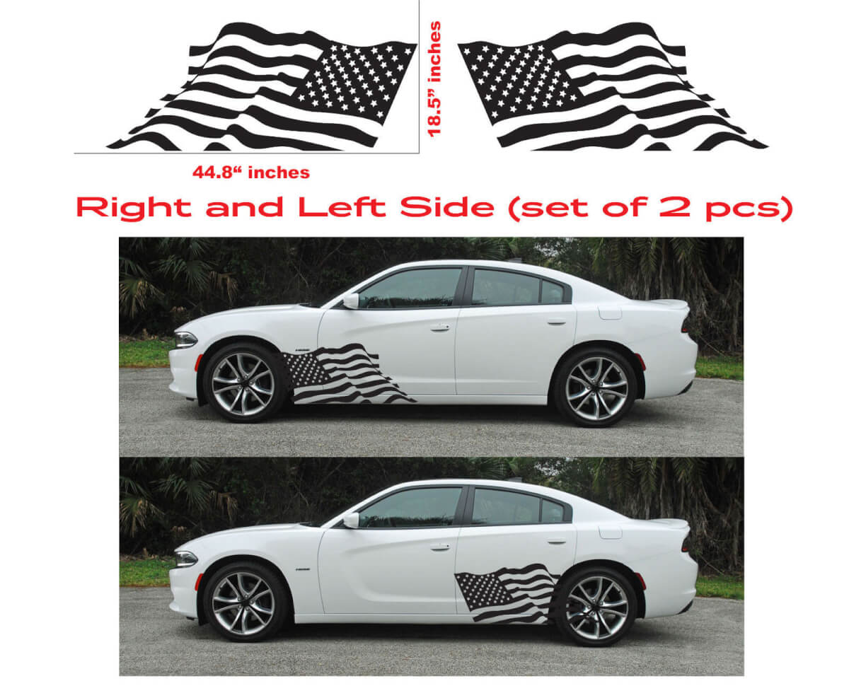 Set di Adesivi in Vinile con Bandiera Americana per Porta Laterale per Dodge Charger