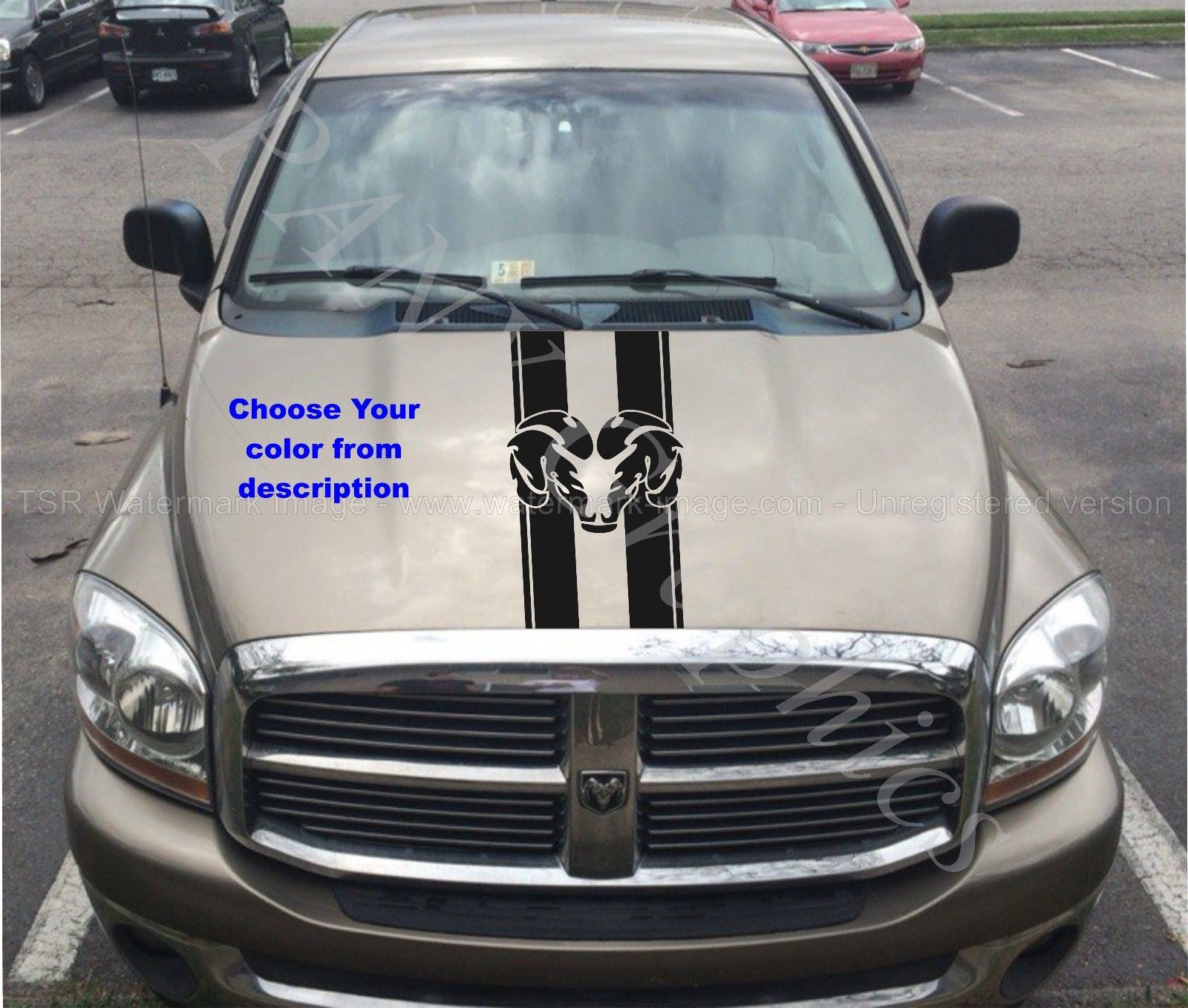Decal di vinile per auto per camion, adesivo a strisce da corsa Dodge Ram Logo (entrambi i lati)