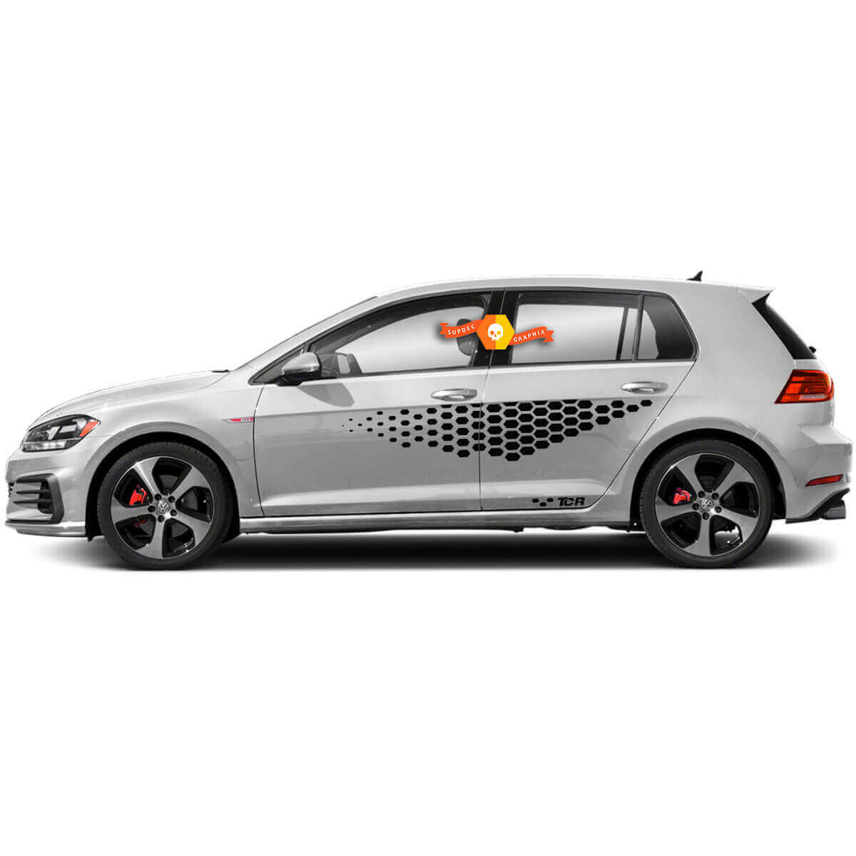 Set di Adesivi in Vinile a Nido d'Ape per Porta Laterale TCR per Volkswagen Golf