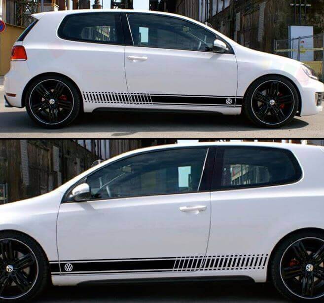 Kit di Adesivi in Vinile con Striscia Laterale a Scacchi per Volkswagen VW Golf GTI MK1-MK7
