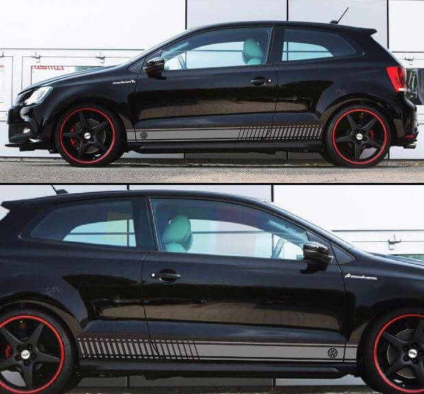 Decal Sticker Racing Stripes Kit per Volkswagen VW Polo R Fender Bumper Panel gt