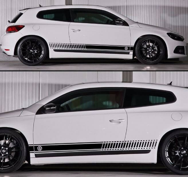 Strisce da Corsa con Logo VW Adesivo Vinile Laterale per Volkswagen Scirocco