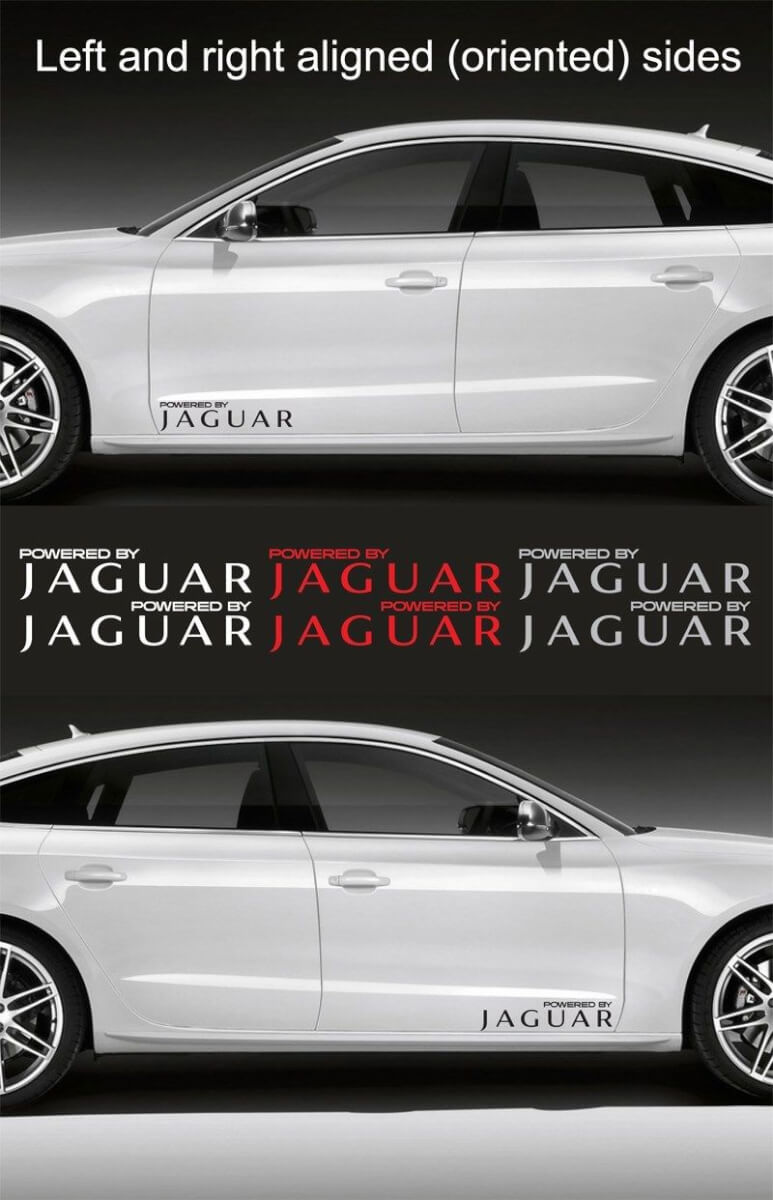 2 pezzi Alimentato da JAGUAR 15  adesivo in vinile largo Stemma Logo Grafico
