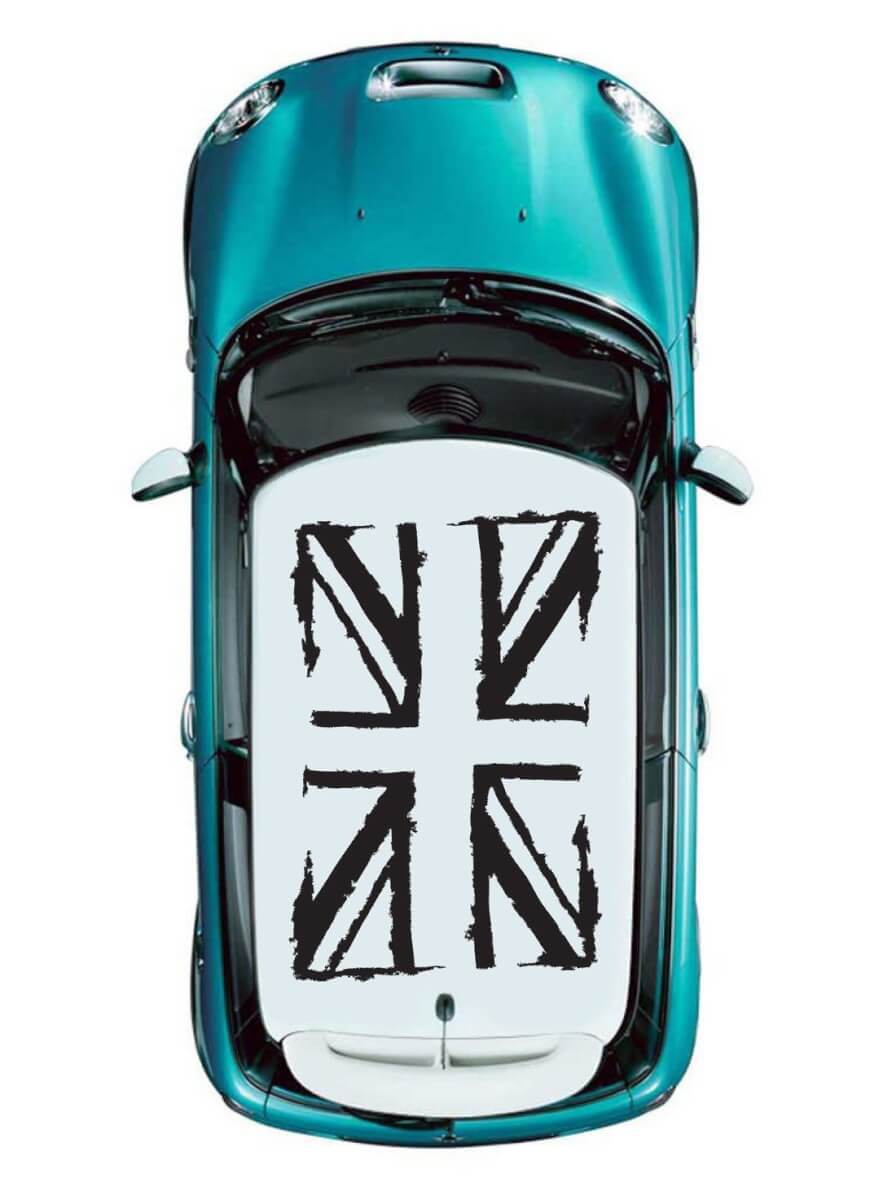 Set di Adesivi in Vinile per Tetto con Bandiera Britannica in Stile Grunge per MINI Cooper