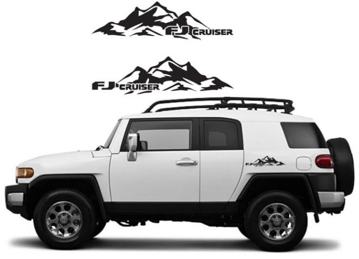 Set di decalcomanie laterali a vinile del massiccio montuoso per Toyota FJ Cruiser