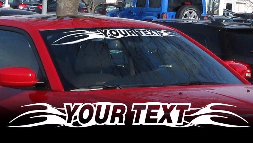 Testo personalizzato Il tuo parabrezza Banner Window Decal Sticker per BMW Dodge Jeep ecc