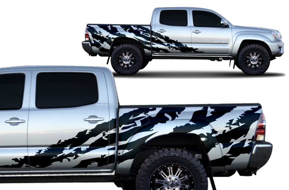 Toyota Tacoma 2005-2018 letto corto personalizzato adesivo per metà laterale decalcomania per camion - SHRED
