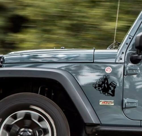 Coppia adesivo decalcomania in vinile Rock n ROLL Badge (adatto per wrangler rubicon)