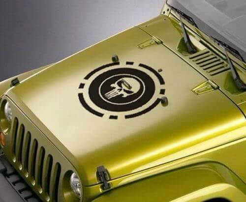 Adesivo decalcomania in vinile con cappuccio militare Punisher circle decalcomania 25 x 25 qualsiasi colore