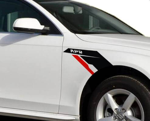 Set di adesivi in vinile stile alette parafango APR per VW BMW Audi