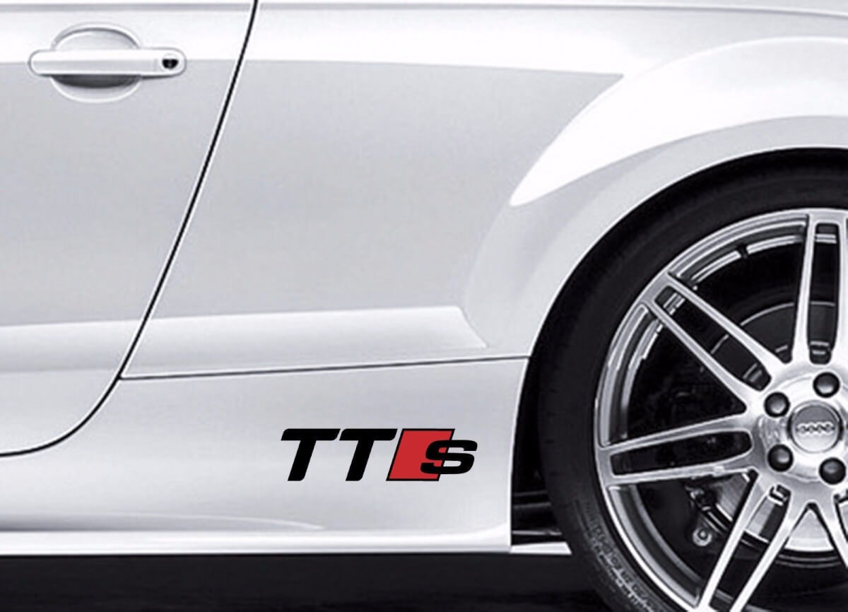 2X AUDI TTS Adesivo decalcomania carrozzeria in vinile Logo emblema Sport Racing di qualità premium

