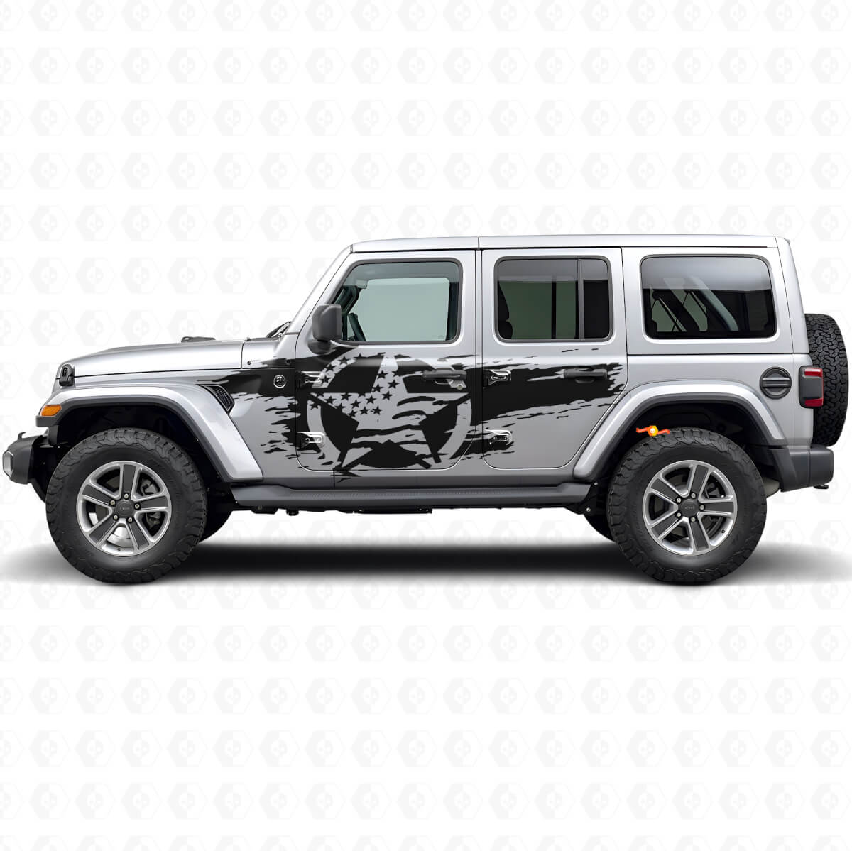 Kit di Adesivi in Vinile con Bandiera USA Vintage e Stelle per Jeep Wrangler