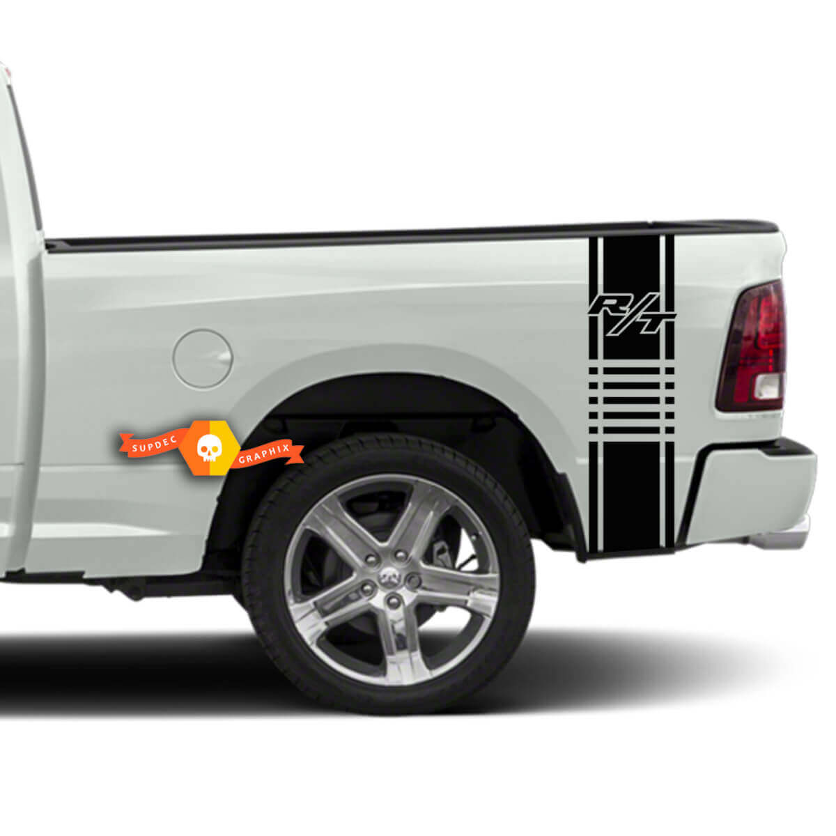 Adesivi in vinile a strisce da corsa stile R/T per fiancata di camion Dodge Ram