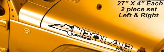 Coppia adesivi per cofano Jeep Wrangler Polar Vortex in vinile JK JKU 2007-2016
