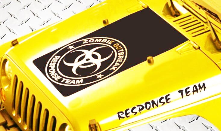 Kit di Adesivi in Vinile per Cappuccio Team di Risposta all'Invasione Zombie per Jeep Wrangler