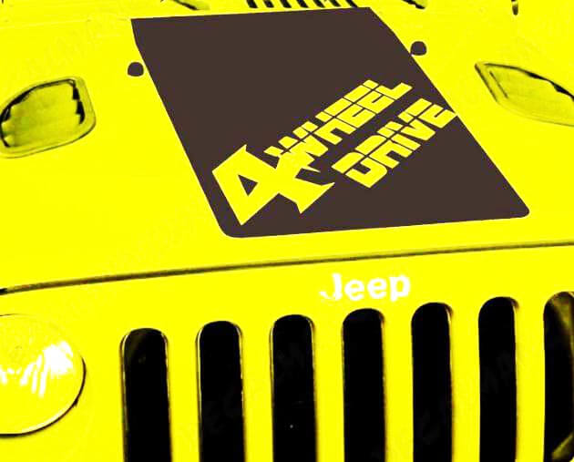 Adesivo in Vinile Nero Opaco per Cofano 4 Ruote Motrici per Jeep Wrangler