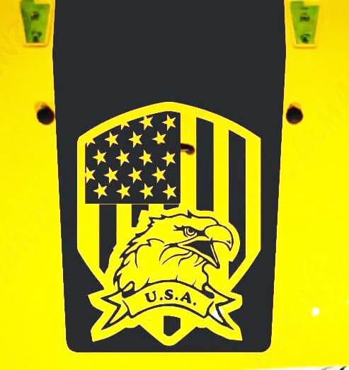 Adesivo in vinile nero con aquila e bandiera americana per cofano Jeep Wrangler