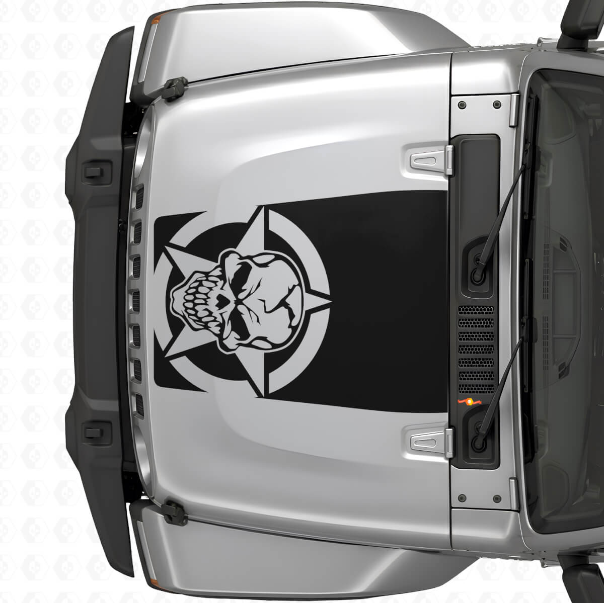 Adesivo in Vinile Militare Teschio Stella per Cofano Jeep Wrangler JK JKU TJ LJ