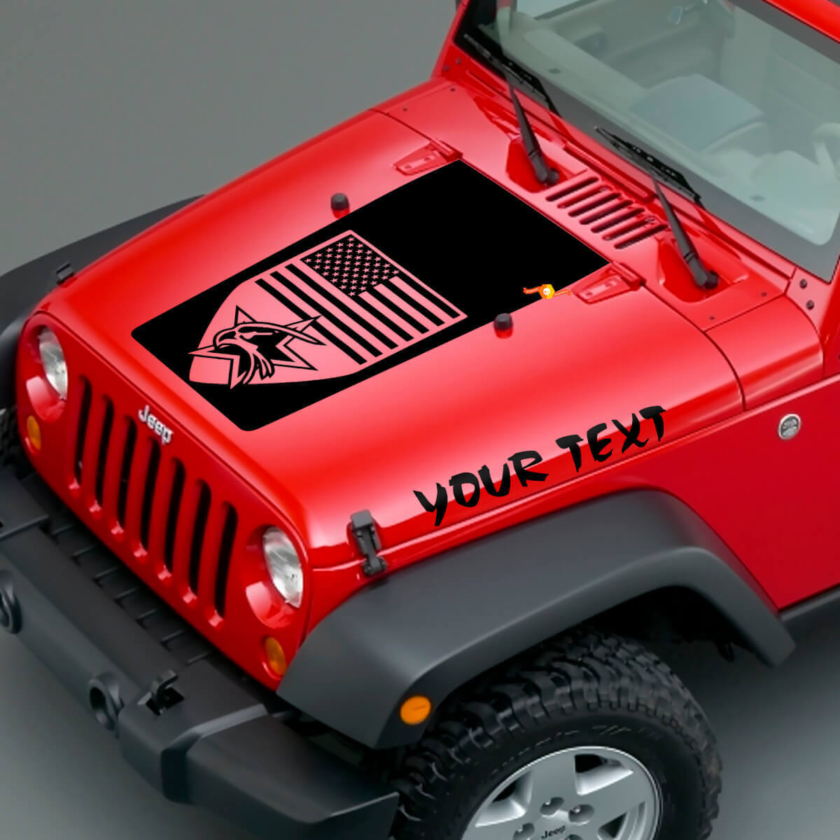 Set di Adesivi in Vinile con Scritta Personalizzata e Stemmi Americani per Cofano Jeep Wrangler