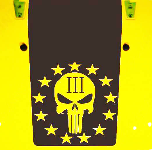Adesivo in Vinile con Teschio in Stile Punisher, Stelle e Blackout per Cofano Jeep Wrangler JK JKU LJ TJ