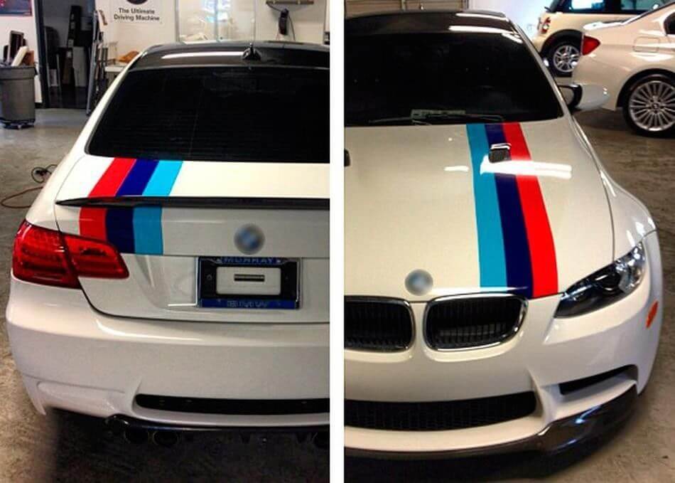 Adesivo decalcomania in vinile Racing Motorsport Stripes Rally cofano baule Racing Motorsport per BMW
