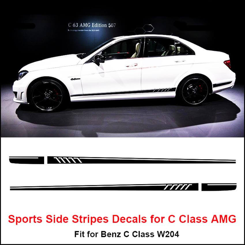Adesivo per decalcomanie strisce laterali per Mercedes Benz W204 Classe C AMG
