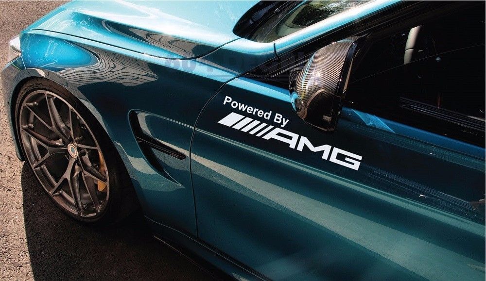 Set di adesivi in vinile per parafango laterale stile AMG per Mercedes-Benz