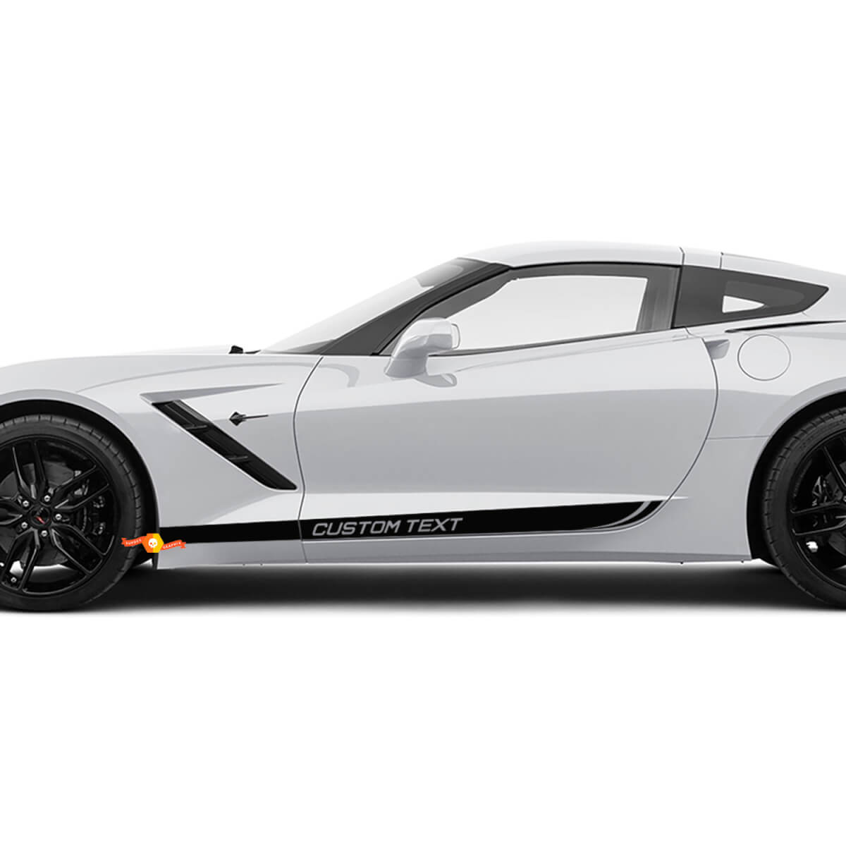 Porte laterali del testo personalizzato decalcomania per le strisce per gli adesivi di corvette Chevrolet
