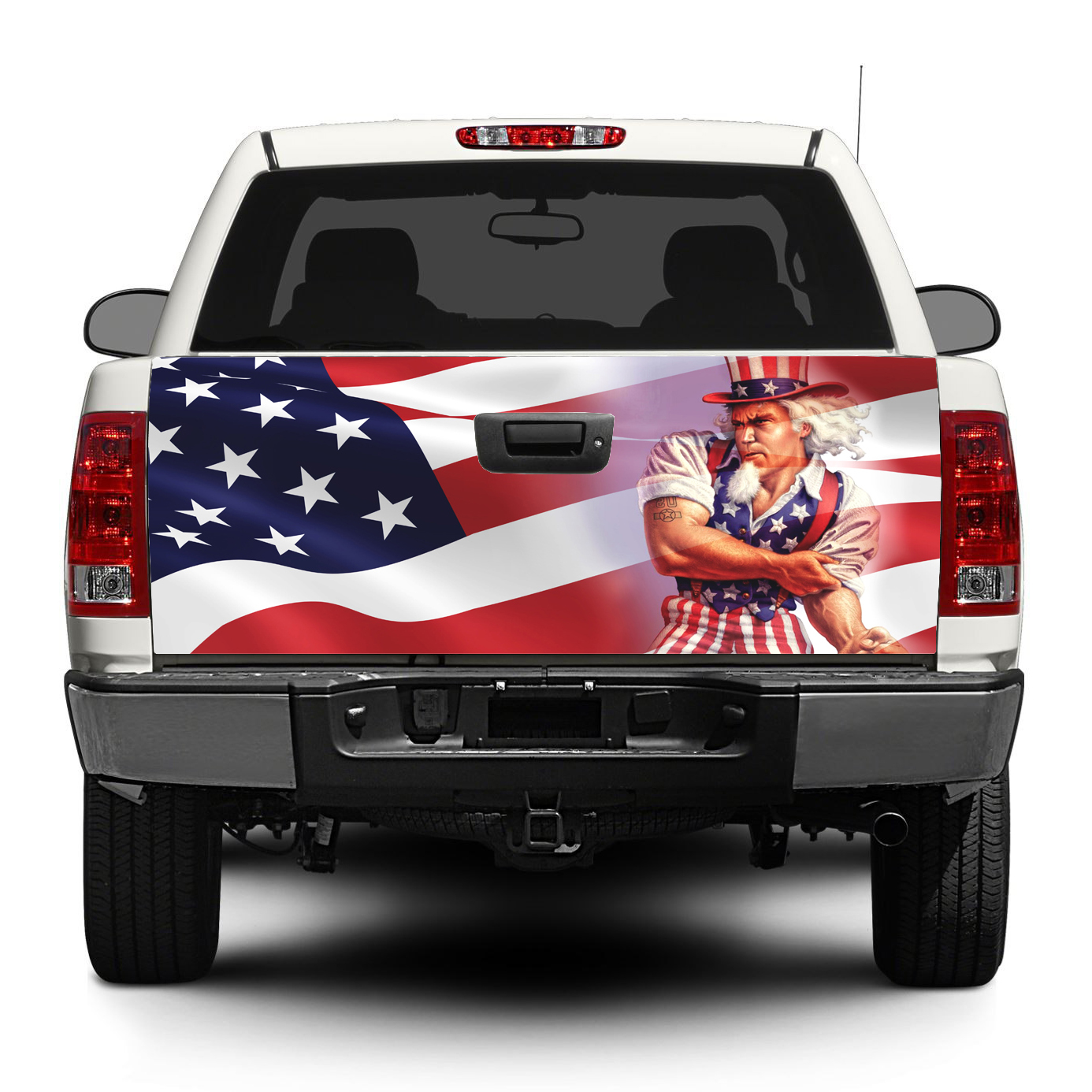 Adesivo in Vinile per Portellone con Bandiera USA Uncle Sam per Camion SUV
