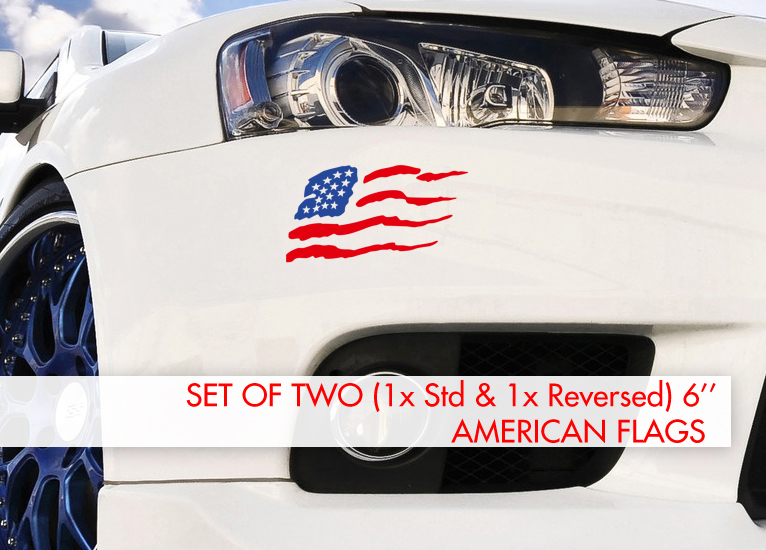 2x Std Reversed USA American Flag Stars Stripes Adesivo in vinile per camion per auto patriottico