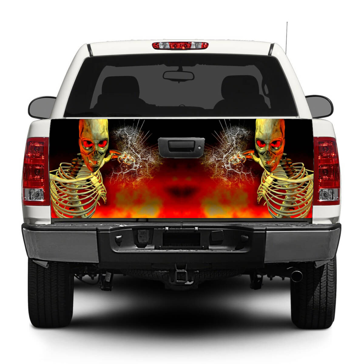 Scheletro di teschio di zombie vetro rotto Portellone posteriore Decal Sticker Wrap Pick-up Truck SUV Car