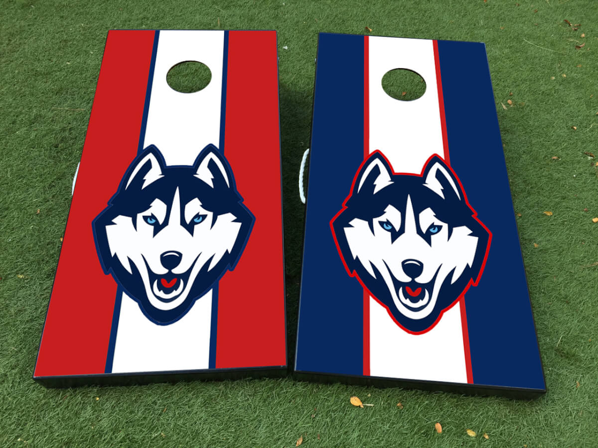 Set di Adesivi Avvolgenti per Tavolo Cornhole Basket Connecticut Huskies