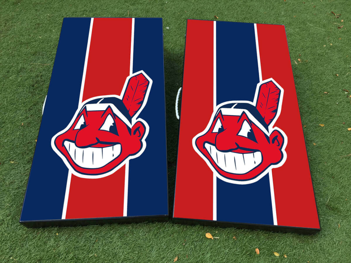 Kit decalcomania in vinile per tavola da cornhole dei Cleveland Indians Baseball