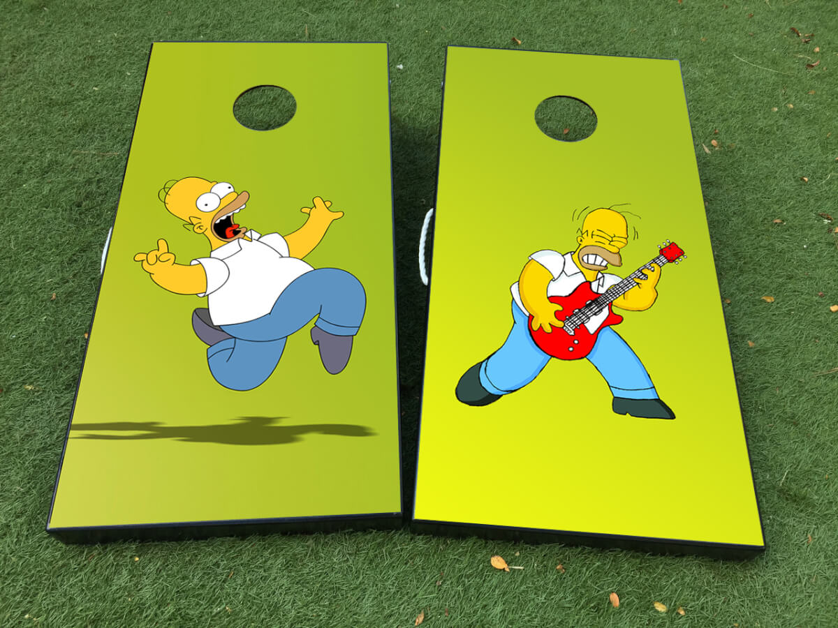 Adesivi in vinile per tavola Cornhole stile Homer Simpson stordito e rock