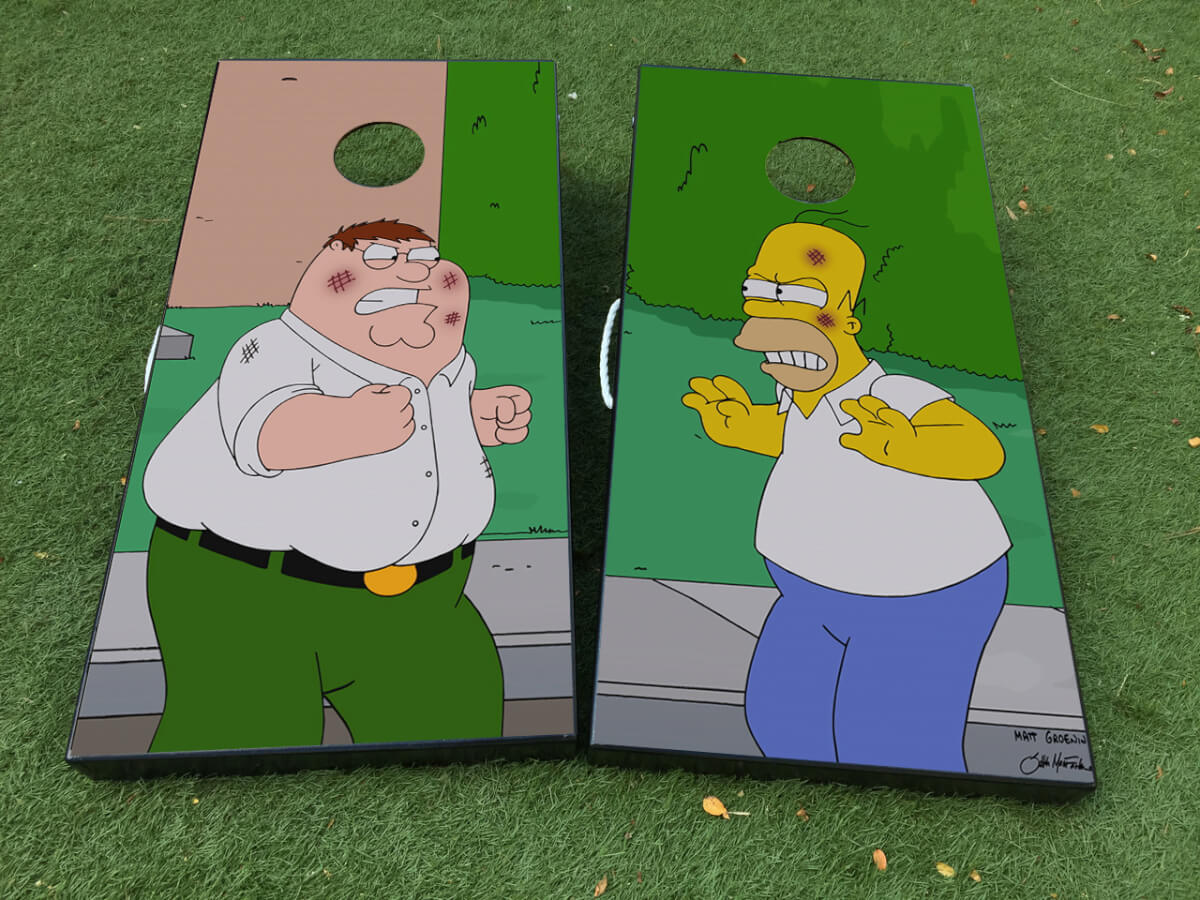 Homer Simpson & Family Guy Set di decalcomanie in vinile per tavolo Cornhole