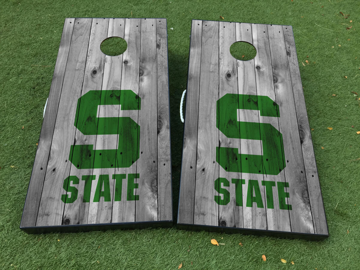 Set di adesivi in vinile per copertura tavolo Cornhole con logo Michigan State S style