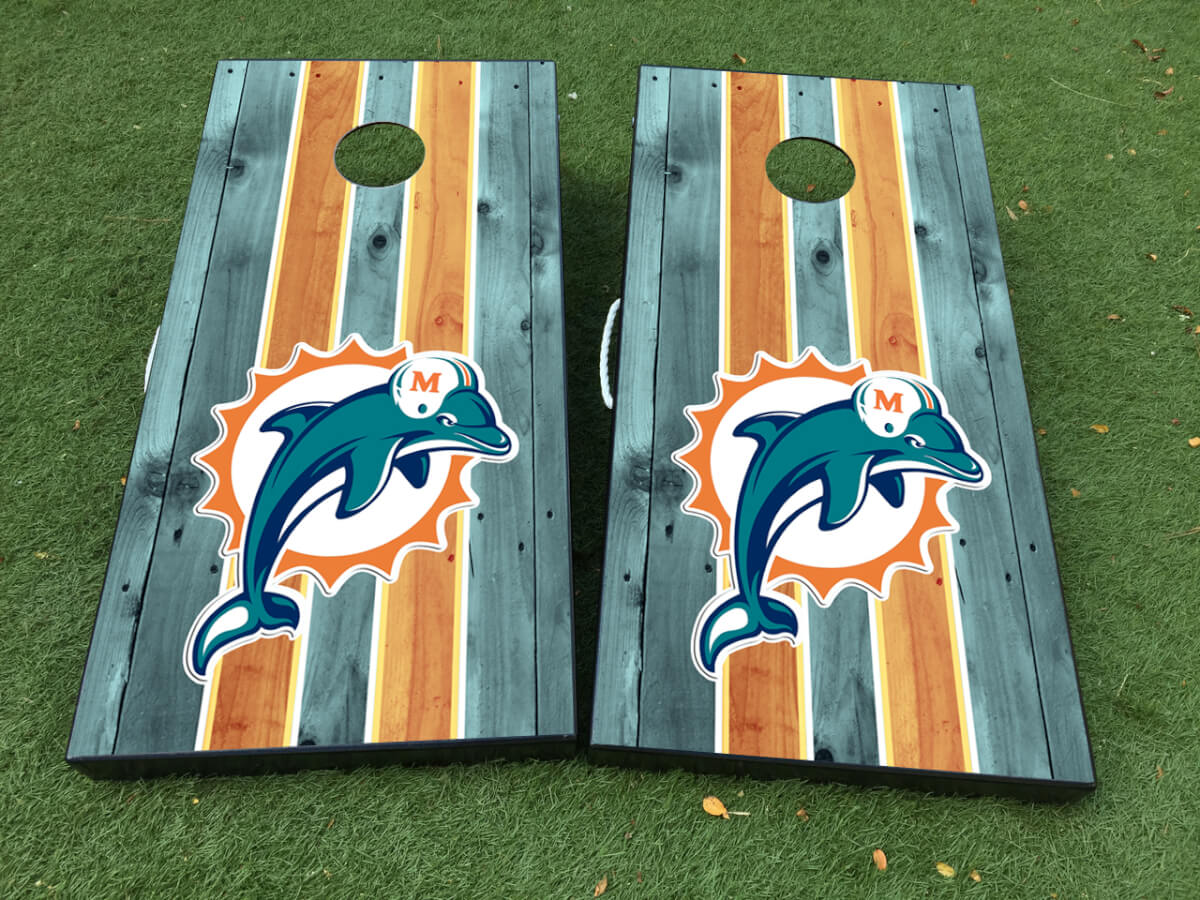 Set Adesivi in Vinile per Rivestimento Tavola Cornhole Squadra di Football di Miami