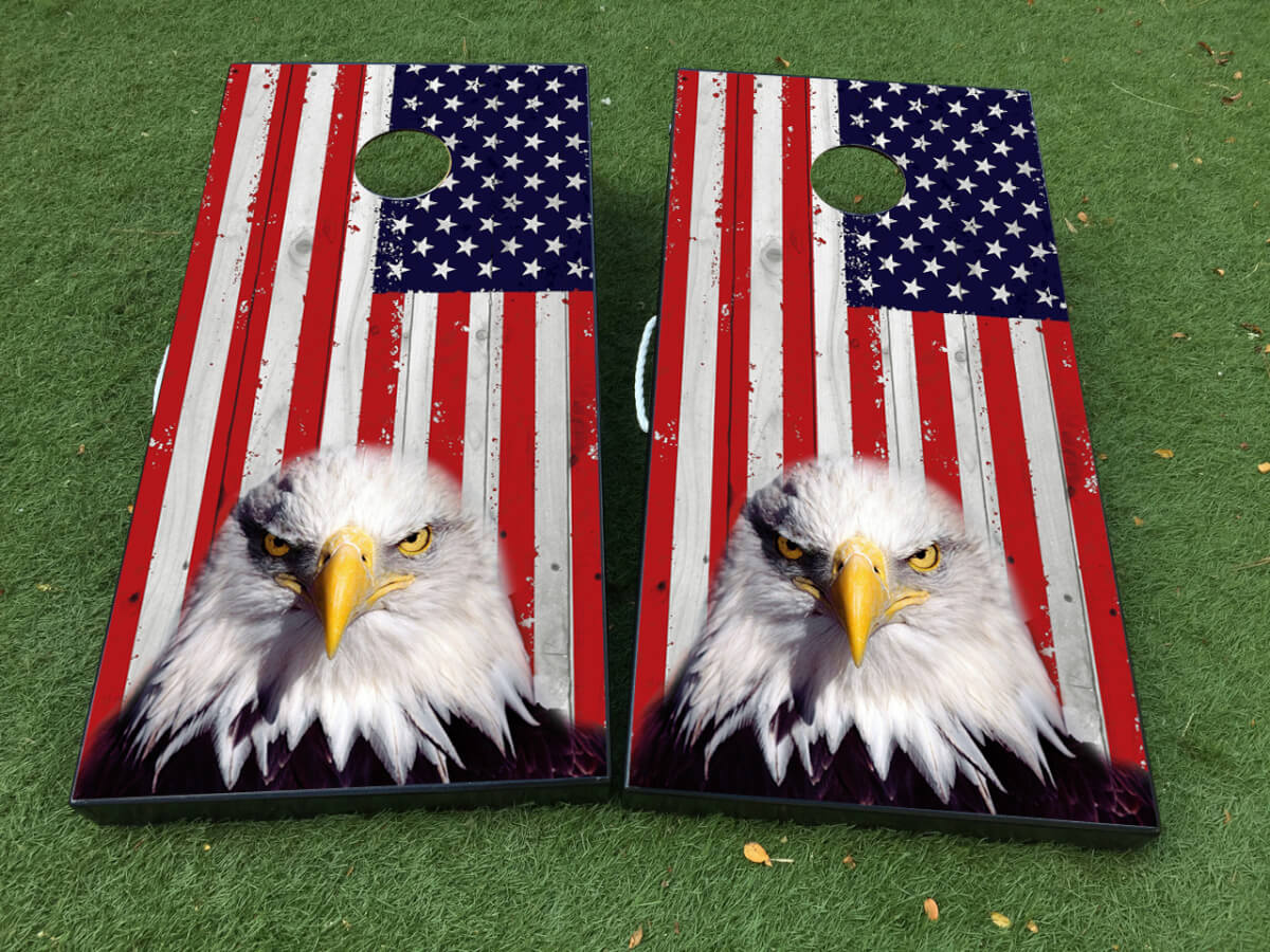 Adesivo per Gioco di Cornhole con Bandiera Americana Eagle USA Avvolgimenti in VINILE con LAMINAZIONE